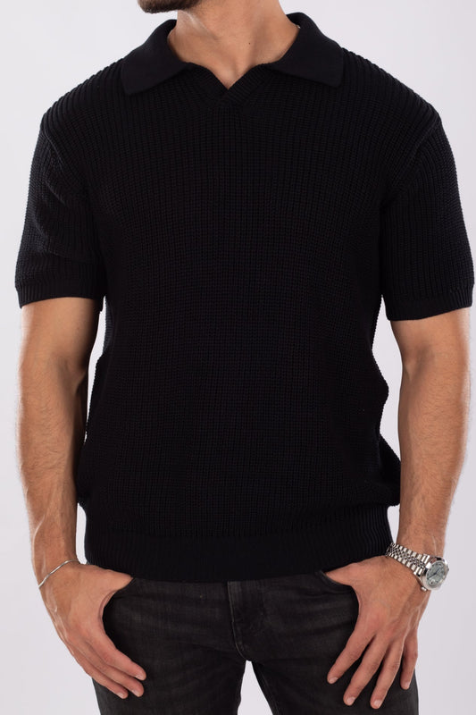 Black Polo Knit T-shirt