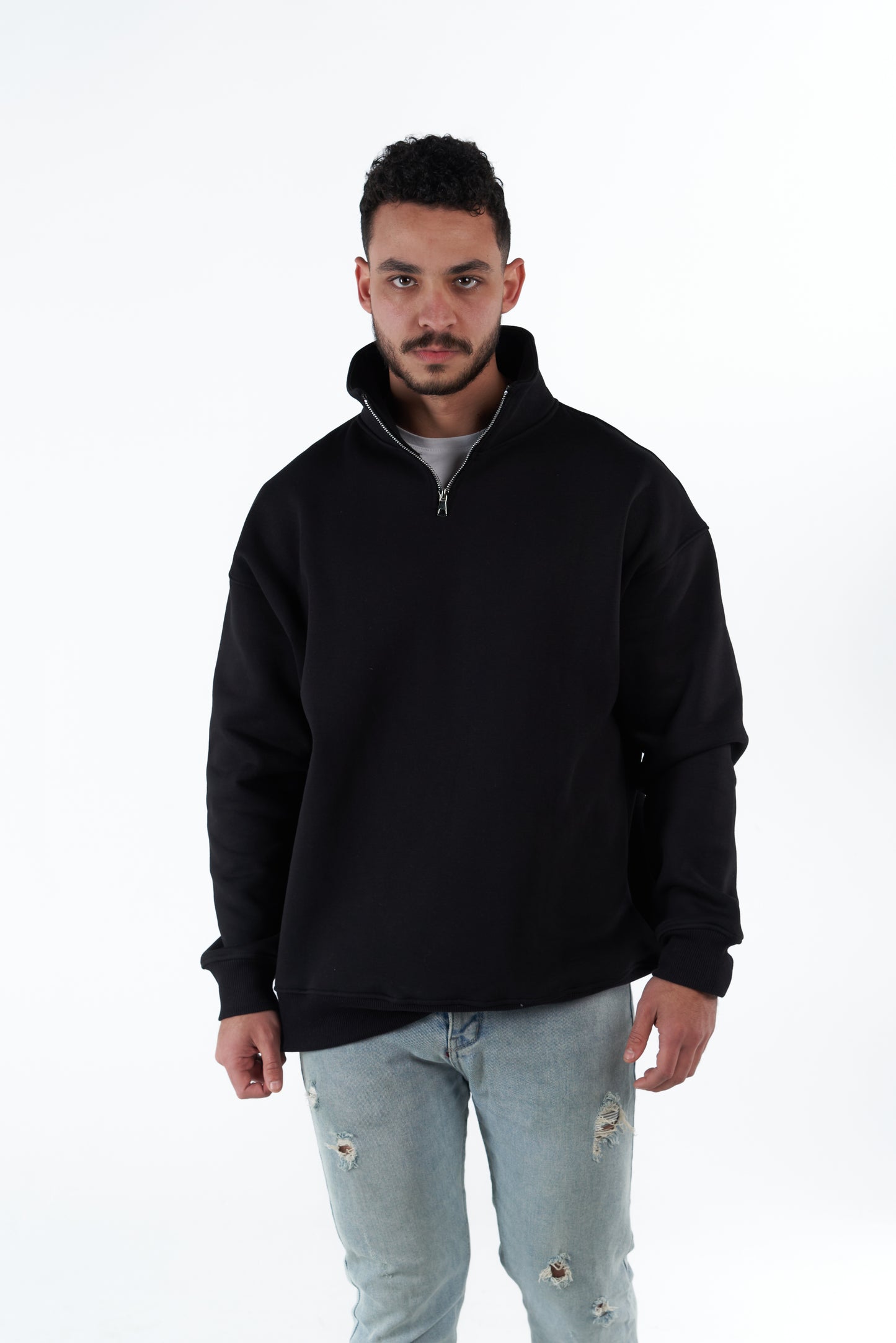 Black Quarter-Zip Sweatshirt