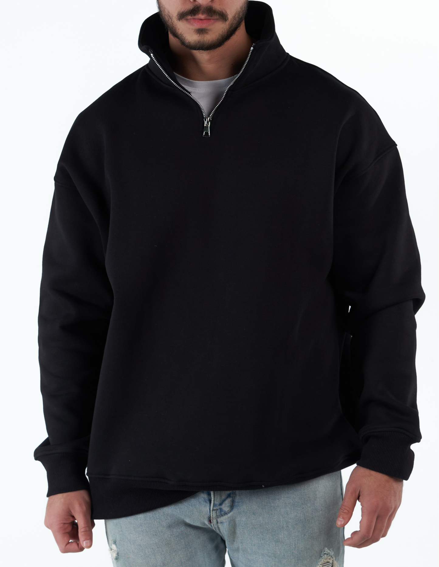 Black Quarter-Zip Sweatshirt