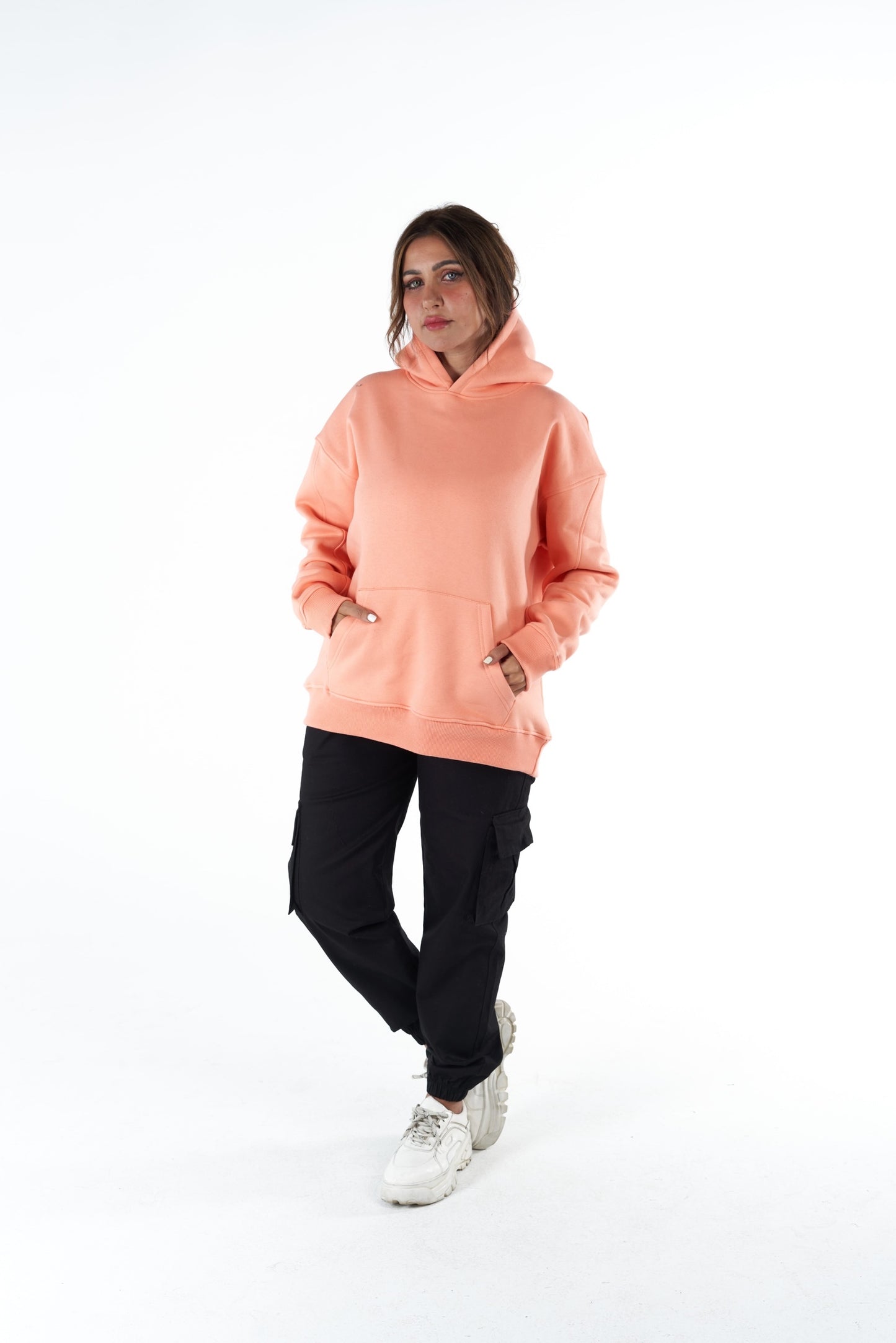 Coral pink Oversized-Hoodie